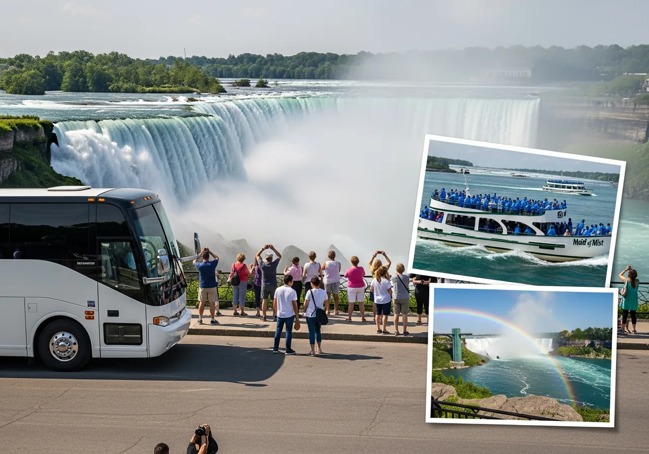 NYC to Niagara Canadian and American day trip with Horseshoe Falls, coach, and boat ride
