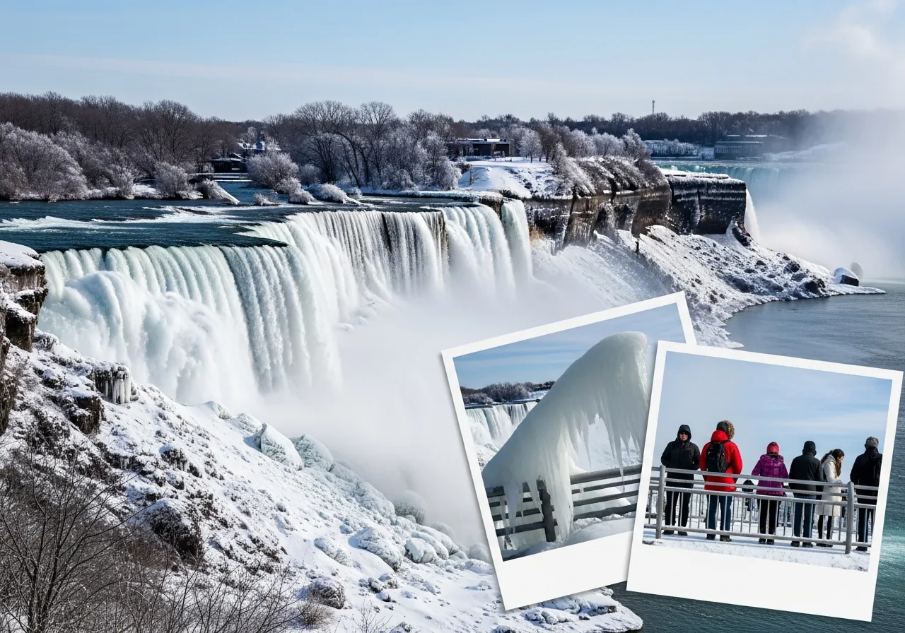 Winter Wonderland Niagara Falls tour with ice formations and snowy gorge views